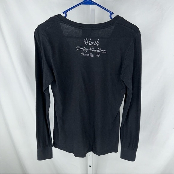 Harley Davidson Women’s Black Long Sleeve Shirt Worth Kansas City Size M - Picture 4 of 7